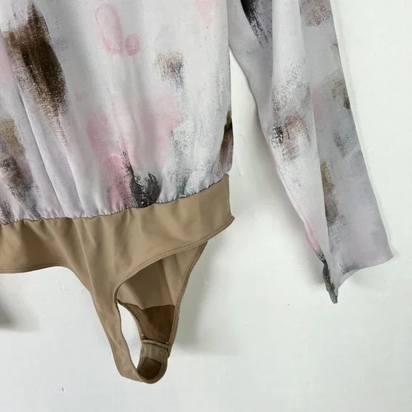 Aritzia Babaton Ambrose Bodysuit Frost Pink Dream Wrap-front Size Small S I1396 - Picture 14 of 14